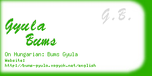 gyula bums business card